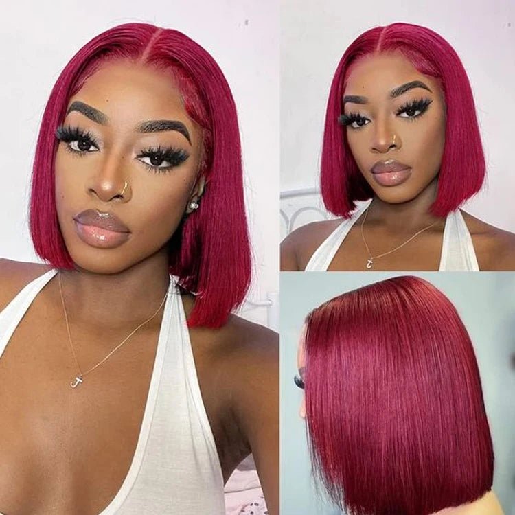 1B/99J Straight Lace Front Bob Wig — Human Hair - C Beauty Accessories