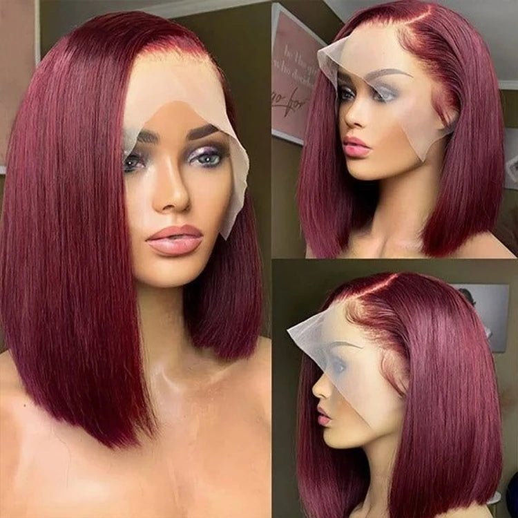 1B/99J Straight Lace Front Bob Wig — Human Hair - C Beauty Accessories