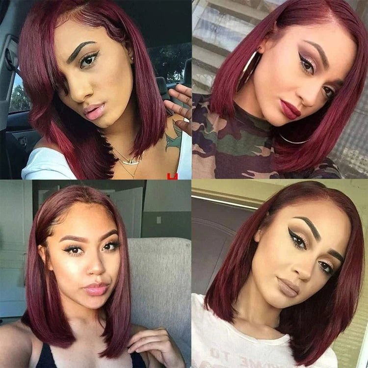 1B/99J Straight Lace Front Bob Wig — Human Hair - C Beauty Accessories