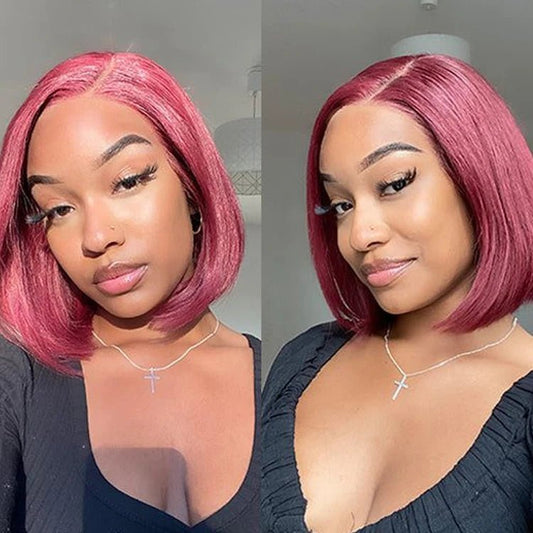 1B/99J Straight Lace Front Bob Wig — Human Hair - C Beauty Accessories