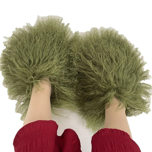 Mongolian sheep fur slide sandals | C Beauty