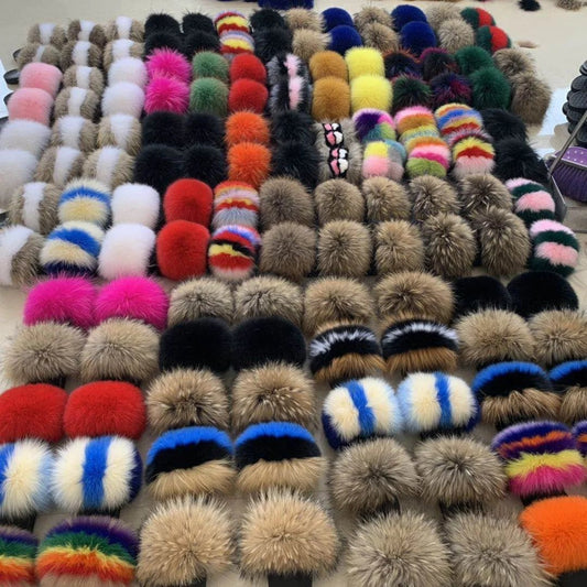 Luxury Real Fox Fur Slides Slippers for Women - C Beauty Accessories