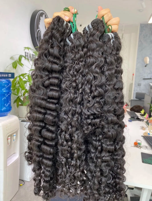 Bulk Human Hair Extensions, Natural Black/Brown Wavy, Single Donor - C Beauty Accessories