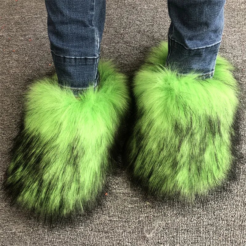 Faux Fur Slippers Women Home Fluffy Flat Slides Comfort Furry House Sweet Shoes Female Slipper Indoor Flip Flops - C Beauty Accessories