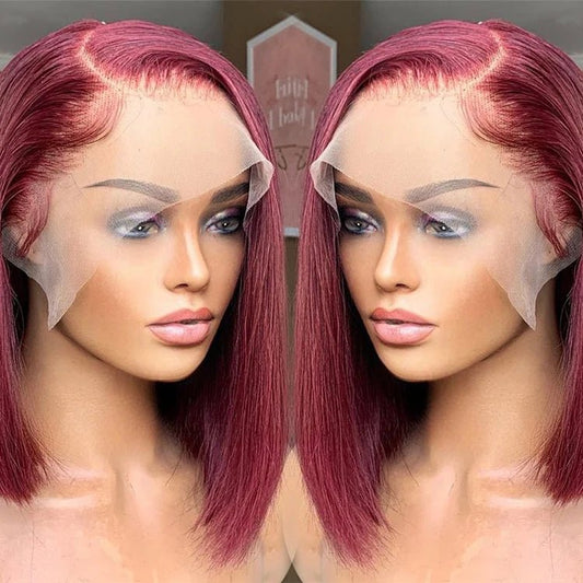 99J Curly 13x4 Lace Front Bob Wig — Human Hair - C Beauty Accessories