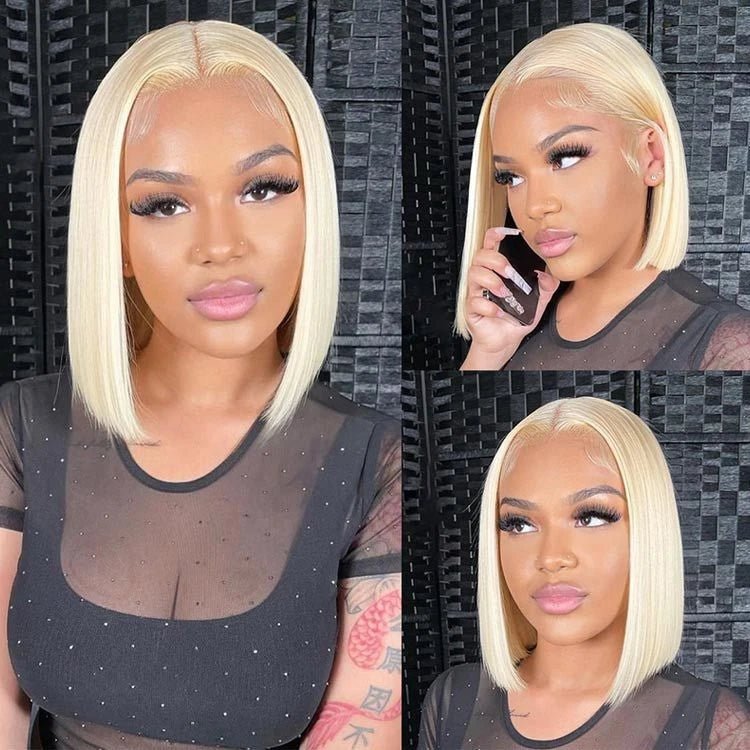 Bone Straight HD Lace Frontal Bob Wig — Double Drawn, Human Hair - C Beauty Accessories