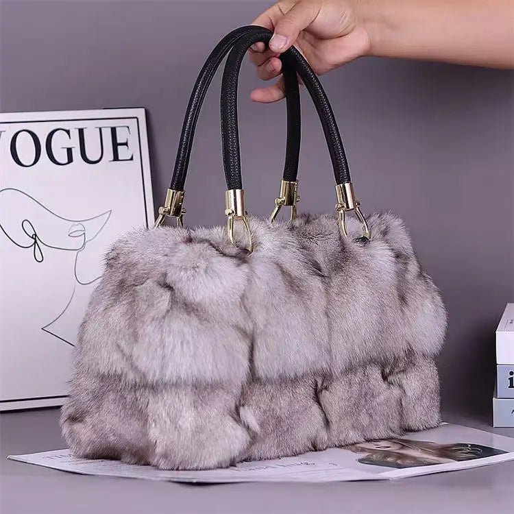 Women Real Fox Fur Tote Bag — Elegant Luxury Handbag With Strap - Shopcbeauty