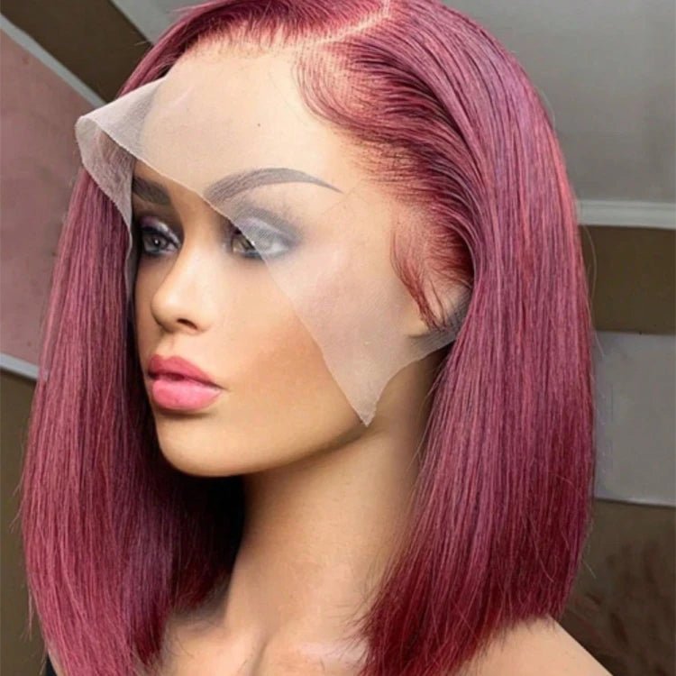 1B/99J Straight Lace Front Bob Wig — Human Hair - C Beauty Accessories