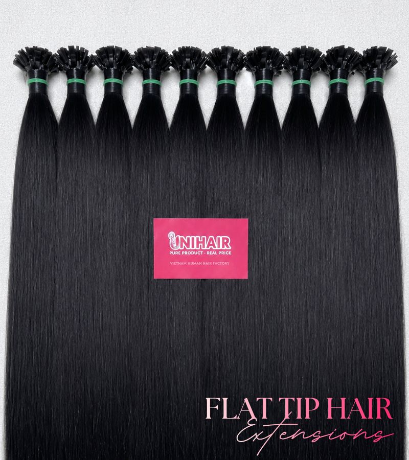 Natural black flat tip keratin extensions straight Vietnamese hair C Beauty