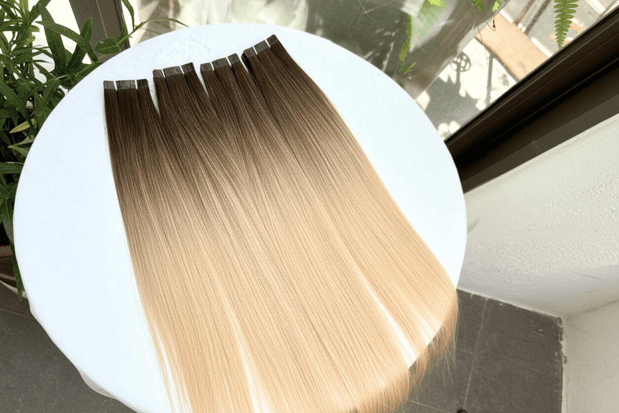 Arctic Blonde Tape-In Hair Extensions | Straight Human Hair - C Beauty Accessories