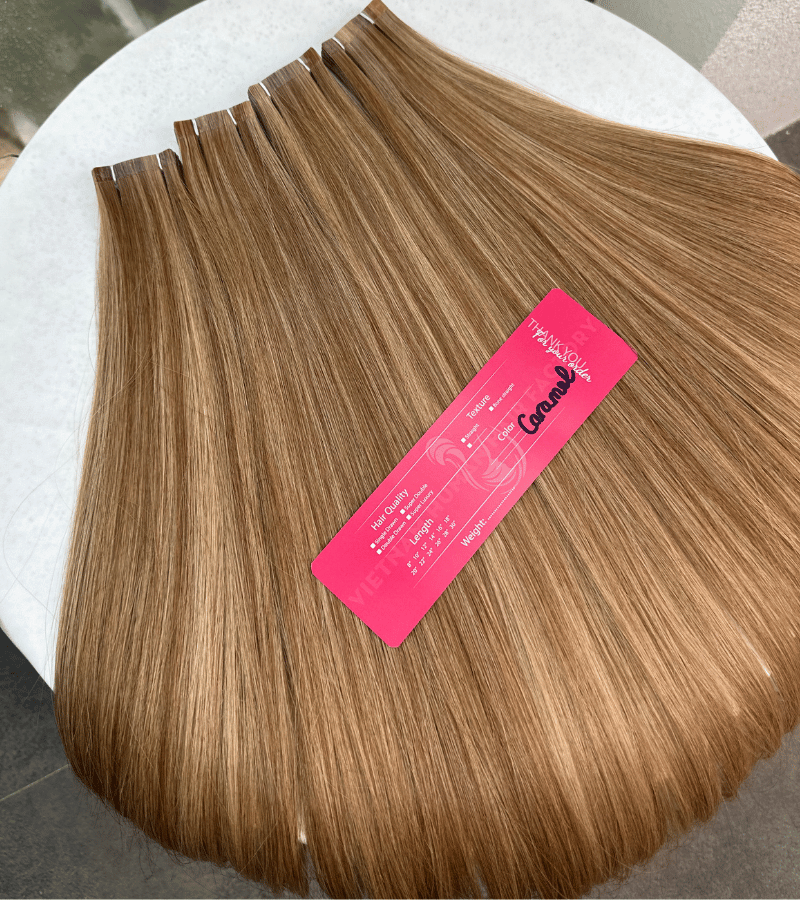 Caramel Tape-In Hair Extensions | Straight Human Hair - Shopcbeauty