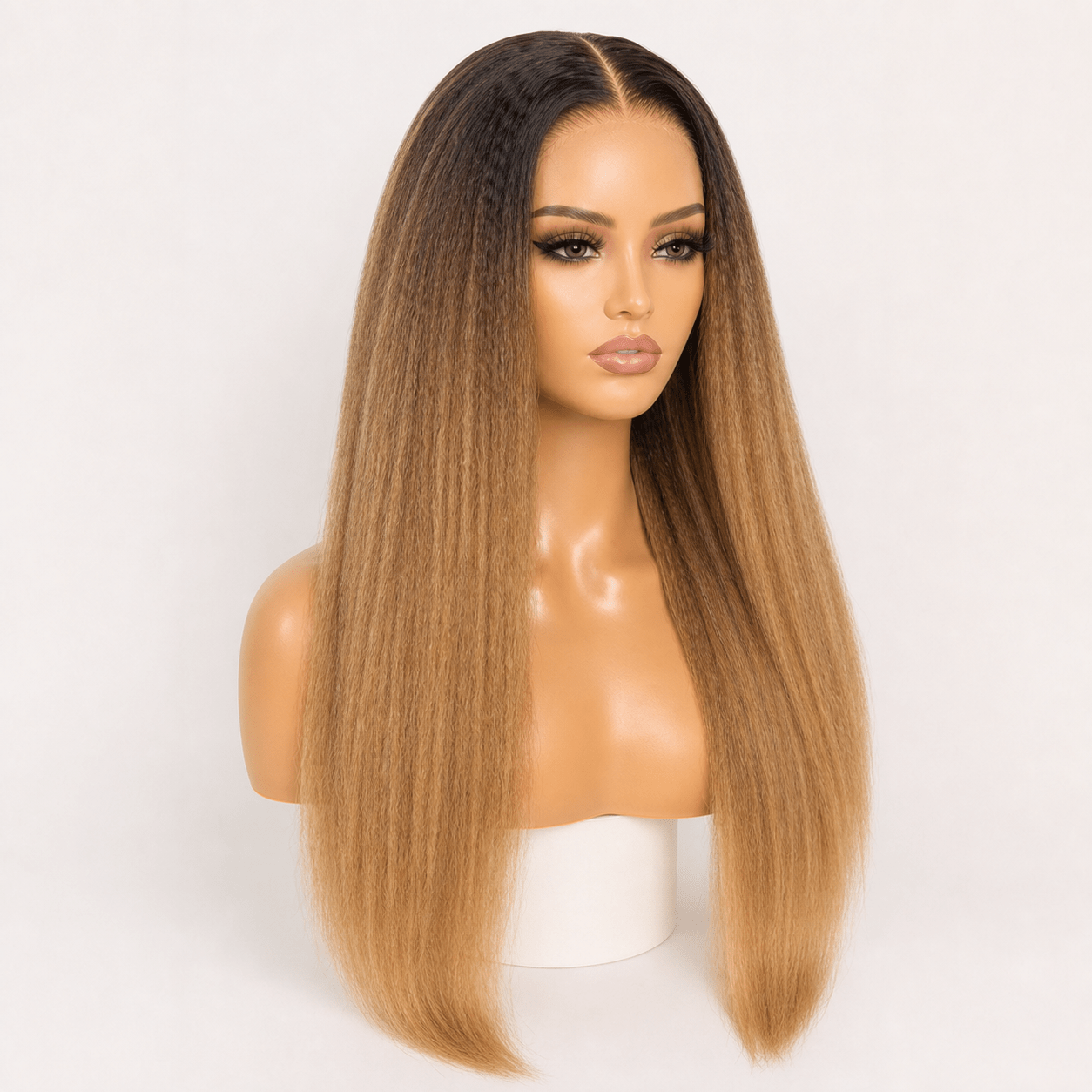 13×6 HD Lace Kinky Straight Ombré Frontal Wig — 100% Human Hair - C Beauty Accessories
