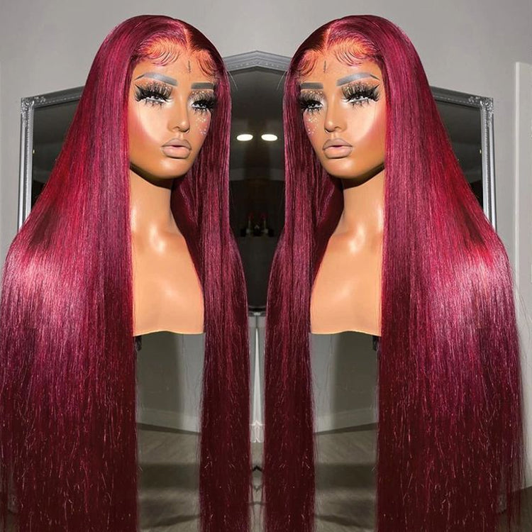 99J burgundy straight lace wig - 100% human hair | C Beauty