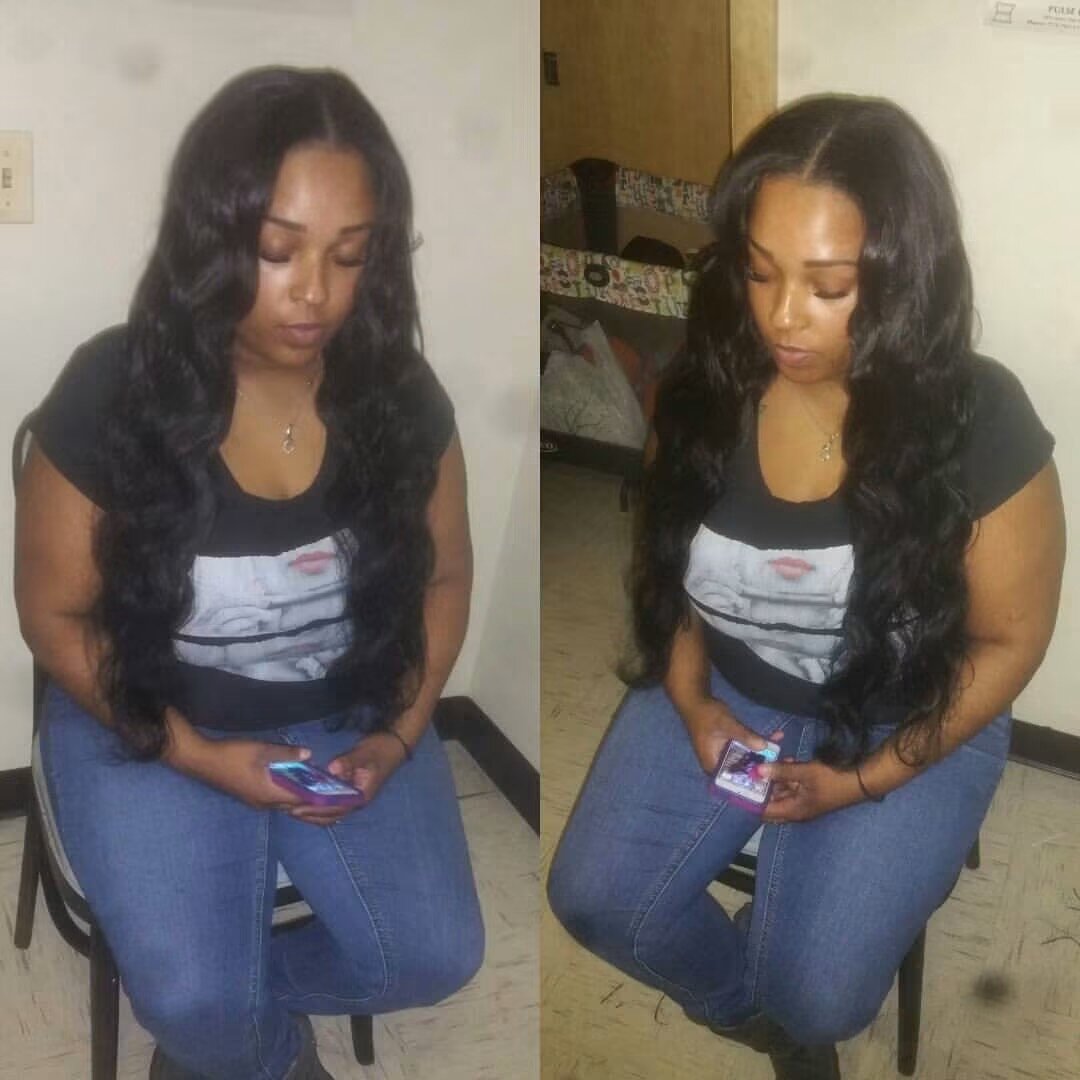 4x4 transparent lace closure wig - natural black body wave | C Beauty