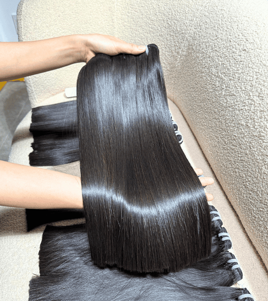Bone straight black double drawn Remy weft bundle Vietnamese hair C Beauty