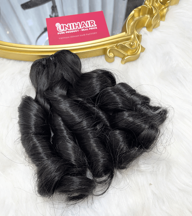 Finger curly double drawn Remy weft bundle Vietnamese hair C Beauty