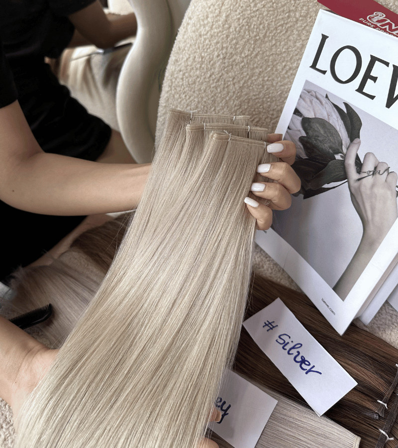Silver Genius Weft Hair Extensions | Straight Human Hair - Shopcbeauty