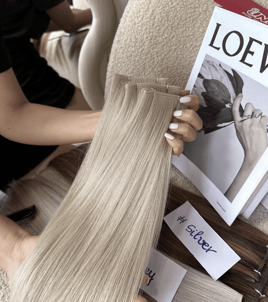 Silver Genius Weft Hair Extensions | Straight Human Hair - Shopcbeauty
