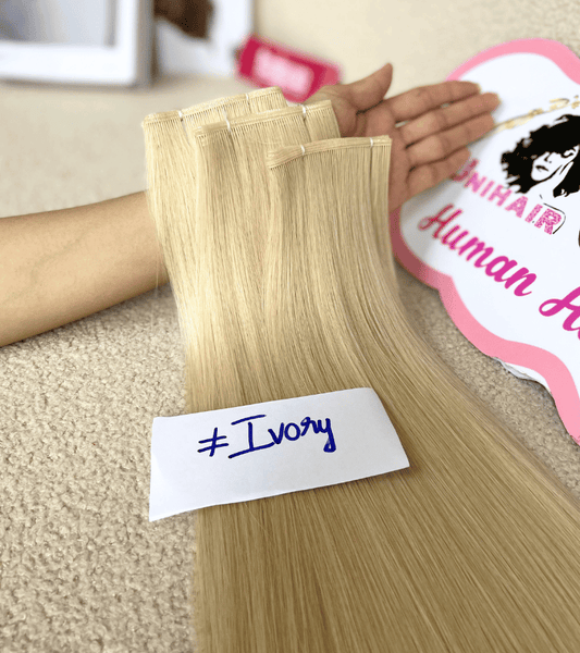 Ivory Genius Weft Hair Extensions | Straight Human Hair - Shopcbeauty