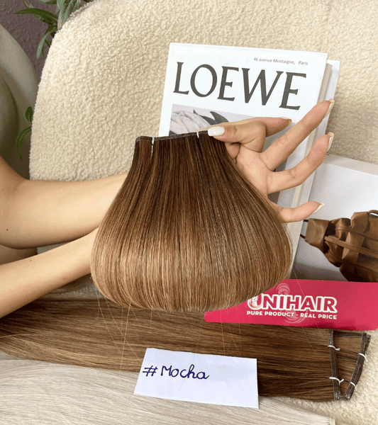 Mocha Genius Weft Hair Extensions | Straight Human Hair - Shopcbeauty