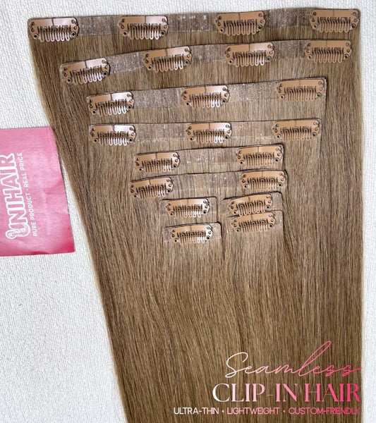 #6 seamless clip-in extensions 24 inch 200g super premium human hair C Beauty