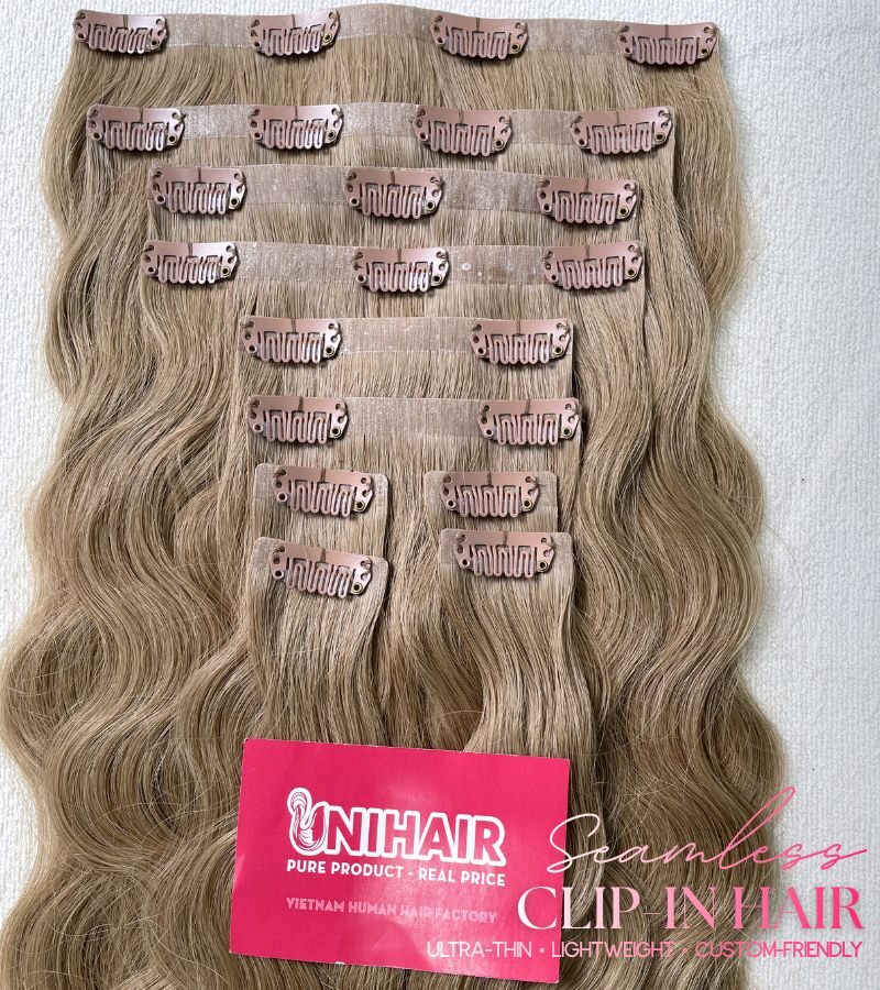 #8 wavy seamless clip-in extensions 20 inch 180g super premium human hair C Beauty